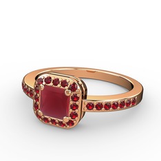 Kök yakut ve garnet 8 ayar rose altın yüzük