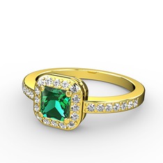 Yeşil kuvars ve swarovski 18 ayar altın yüzük