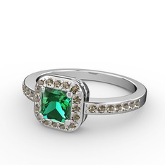 Sarette Tektaş Yüzük - Yeşil kuvars ve dumanlı kuvars 8 ayar beyaz altın yüzük #mvzagz