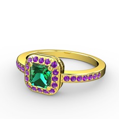 Sarette Tektaş Yüzük - Yeşil kuvars ve ametist 18 ayar altın yüzük #nm9pv2