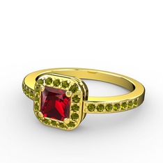 Garnet ve peridot 18 ayar altın yüzük