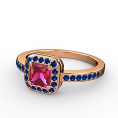 Sarette Tektaş Yüzük - Rodolit garnet ve lab safir 925 ayar rose altın kaplama gümüş yüzük #ov8ckb
