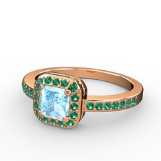 Sarette Tektaş Yüzük - Akuamarin ve yeşil kuvars 18 ayar rose altın yüzük #oxjokv