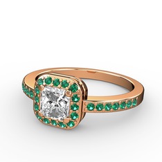 Sarette Tektaş Yüzük - Swarovski ve yeşil kuvars 925 ayar rose altın kaplama gümüş yüzük #pn0fgg
