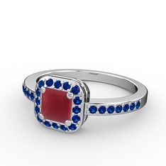 Sarette Tektaş Yüzük - Kök yakut ve lab safir 18 ayar beyaz altın yüzük #q5r1so