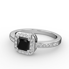 Sarette Tektaş Yüzük - Siyah zirkon ve beyaz zirkon 8 ayar beyaz altın yüzük #qx3d1z