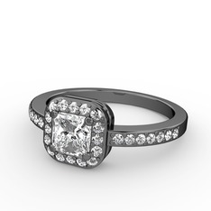 Sarette Tektaş Yüzük - Beyaz zirkon ve swarovski 925 ayar siyah rodyum kaplama gümüş yüzük #rdac3u