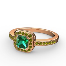 Sarette Tektaş Yüzük - Yeşil kuvars ve peridot 8 ayar rose altın yüzük #shnc6n