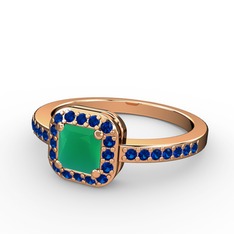 Sarette Tektaş Yüzük - Kök zümrüt ve lab safir 18 ayar rose altın yüzük #situ3k