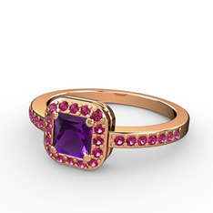 Sarette Tektaş Yüzük - Ametist ve rodolit garnet 8 ayar rose altın yüzük #sj2cdv
