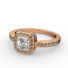 Swarovski ve dumanlı kuvars 14 ayar rose altın yüzük