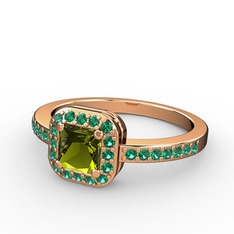 Peridot ve yeşil kuvars 18 ayar rose altın yüzük