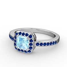 Sarette Tektaş Yüzük - Akuamarin ve lab safir 925 ayar gümüş yüzük #tc2db4