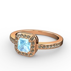 Sarette Tektaş Yüzük - Akuamarin ve dumanlı kuvars 8 ayar rose altın yüzük #tojtff