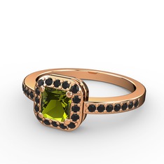 Sarette Tektaş Yüzük - Peridot ve siyah zirkon 18 ayar rose altın yüzük #uw8klz