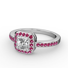 Swarovski ve rodolit garnet 18 ayar beyaz altın yüzük