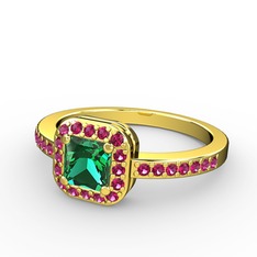 Sarette Tektaş Yüzük - Yeşil kuvars ve rodolit garnet 14 ayar altın yüzük #wam9mh