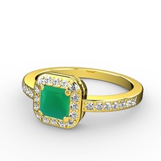 Sarette Tektaş Yüzük - Kök zümrüt ve swarovski 925 ayar altın kaplama gümüş yüzük #xc51rg