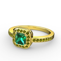 Yeşil kuvars ve peridot 18 ayar altın yüzük