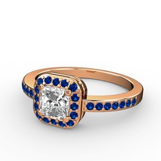 Sarette Tektaş Yüzük - Swarovski ve lab safir 18 ayar rose altın yüzük #za7xac