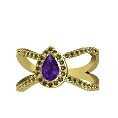 Aero Damla Taşlı Yüzük - Ametist ve peridot 18 ayar altın yüzük #19gxrxg