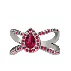 Aero Damla Taşlı Yüzük - Rodolit garnet 925 ayar gümüş yüzük #1ajihdo