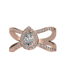 Aero Damla Taşlı Yüzük - Beyaz zirkon ve swarovski 18 ayar rose altın yüzük #1f4ovun