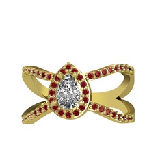 Swarovski ve garnet 8 ayar altın yüzük