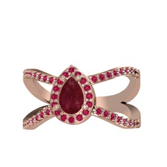Kök yakut ve rodolit garnet 8 ayar rose altın yüzük