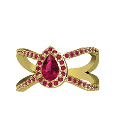 Rodolit garnet 18 ayar altın yüzük