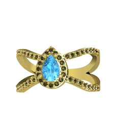 Akuamarin ve peridot 925 ayar altın kaplama gümüş yüzük