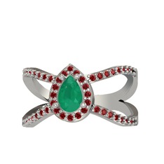 Aero Damla Taşlı Yüzük - Kök zümrüt ve garnet 925 ayar gümüş yüzük #1m2s5jt