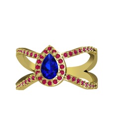 Lab safir ve rodolit garnet 925 ayar altın kaplama gümüş yüzük