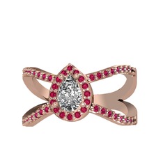 Swarovski ve rodolit garnet 8 ayar rose altın yüzük
