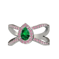 Aero Damla Taşlı Yüzük - Yeşil kuvars ve pembe kuvars 925 ayar gümüş yüzük #1r9allw