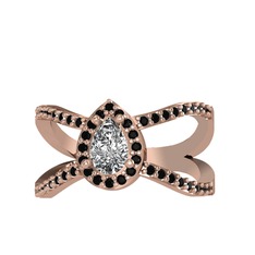 Swarovski ve siyah zirkon 14 ayar rose altın yüzük