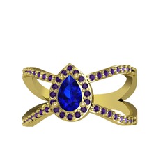 Lab safir ve ametist 18 ayar altın yüzük