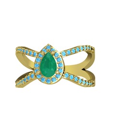 Aero Damla Taşlı Yüzük - Kök zümrüt ve akuamarin 925 ayar altın kaplama gümüş yüzük #1vdzpqq