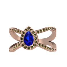 Aero Damla Taşlı Yüzük - Lab safir ve peridot 8 ayar rose altın yüzük #1wyg1k