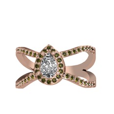 Swarovski ve peridot 14 ayar rose altın yüzük