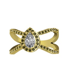 Swarovski ve peridot 925 ayar altın kaplama gümüş yüzük