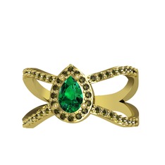 Yeşil kuvars ve peridot 14 ayar altın yüzük