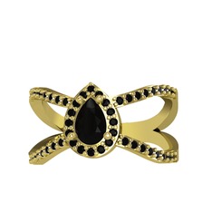 Aero Damla Taşlı Yüzük - Siyah zirkon 18 ayar altın yüzük #8dosui