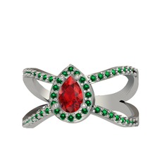 Garnet ve yeşil kuvars 925 ayar gümüş yüzük
