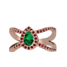 Aero Damla Taşlı Yüzük - Yeşil kuvars ve garnet 14 ayar rose altın yüzük #elkrlu