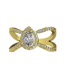 Beyaz zirkon ve swarovski 925 ayar altın kaplama gümüş yüzük