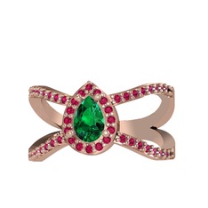 Aero Damla Taşlı Yüzük - Yeşil kuvars ve rodolit garnet 14 ayar rose altın yüzük #jjyrxw