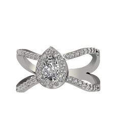 Swarovski ve beyaz zirkon 925 ayar gümüş yüzük