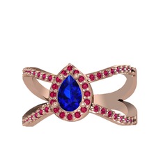 Lab safir ve rodolit garnet 925 ayar rose altın kaplama gümüş yüzük