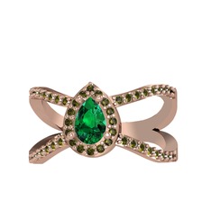 Aero Damla Taşlı Yüzük - Yeşil kuvars ve peridot 8 ayar rose altın yüzük #sgaf1i